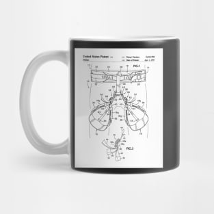 Rock Climbing Harness Patent - Rock Climber Art - Black And White Mug